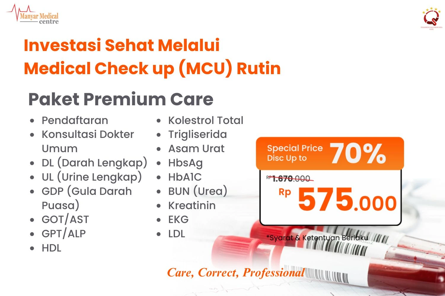 Gambar Investasi Sehat Melalui  Medical Check up (MCU) Rutin Paket Premium Care